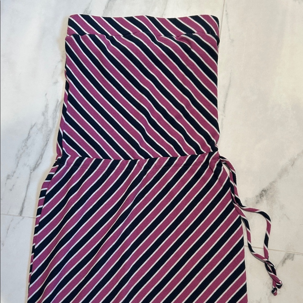 Striped Tube Top Dress with Drawstring Waist